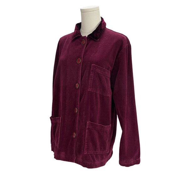 Hot Cotton Marc Ware Corduroy Jacket SZ M Burgundy Fall Cozy Vintage Grannycore - Picture 5 of 8